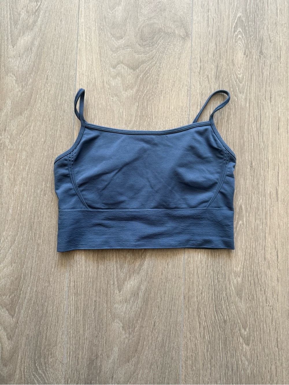 Oysho Blue Cropped Spaghetti Strap Bralette Top